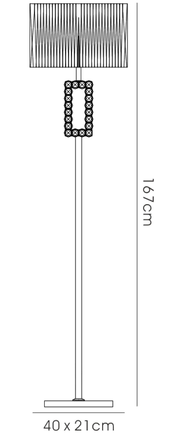 IL31727  Florence Crystal 167cm Floor Lamp 1 Light